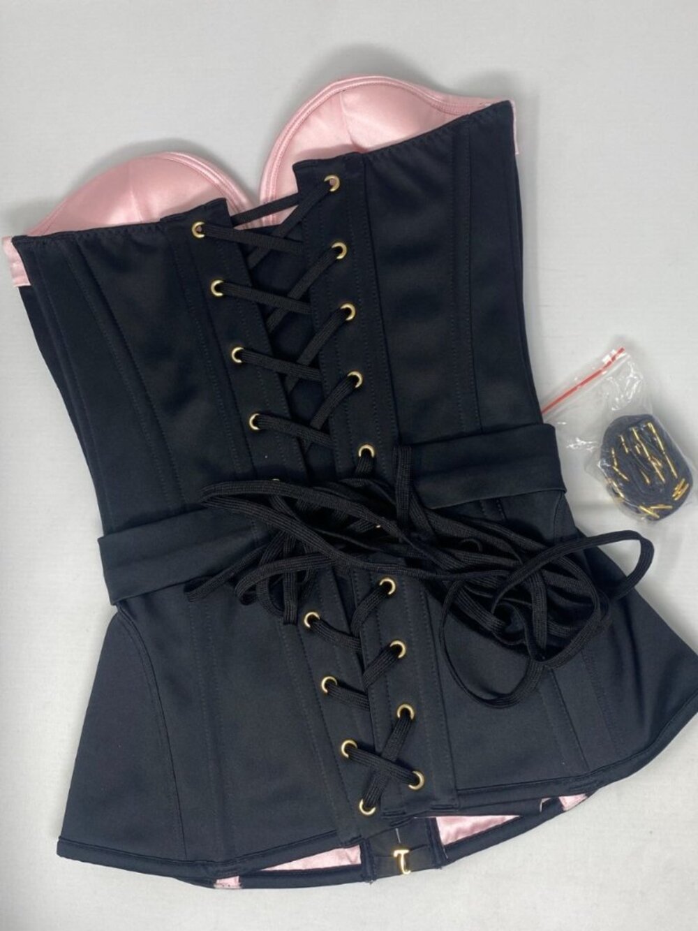 Agent Provocateur Honig Black Baby Pink Corset AP2 Small NWT $650 - Picture 11 of 14